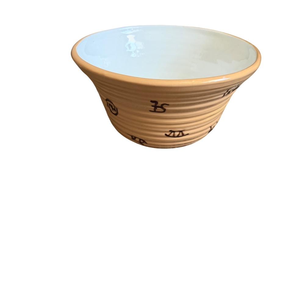 Storyteller Arts Rachel Elizondo Ceramic Mixing Bowl Western Cattle Brand Tan - Picture 3 of 6